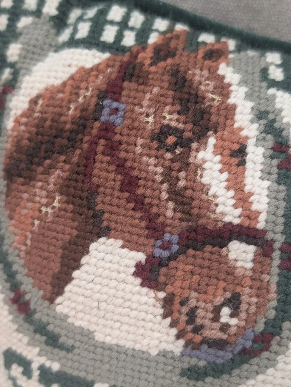 Horse Lovers Are Stable People Needlepoint Throw Pillow Novelty Equestrian Vntg